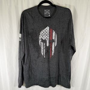 Howitzer Patriot Shirt Men's Large Grey Respect the Red Long Sleeve Crew Neck